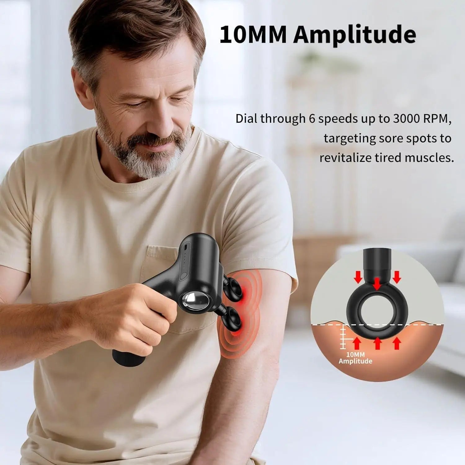 Electric Detachable Dual Head Massage Gun Handheld Massage Hammer Electric Fascia Gun with Extension Handle for Muscle Relax