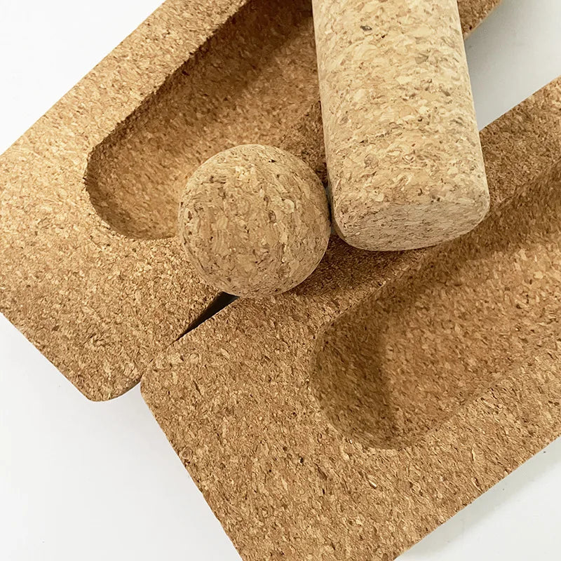 Cork Yoga Blocks Ankle Balance Board Premium Cork Wobble Board Foot Roller Split Half Round Design Yoga Pilates Equipmen