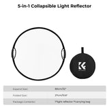K&F CONCEPT 5-in-1 Light Reflector with Handle Photography Light Blocking Photography Tent Circular Reflector Translucent Panel