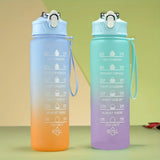 900ml Leakproof Water Bottles with Times To Drink and Straw Motivational Drinking Sports Water Bottle for Fitnes Gym Outdoor