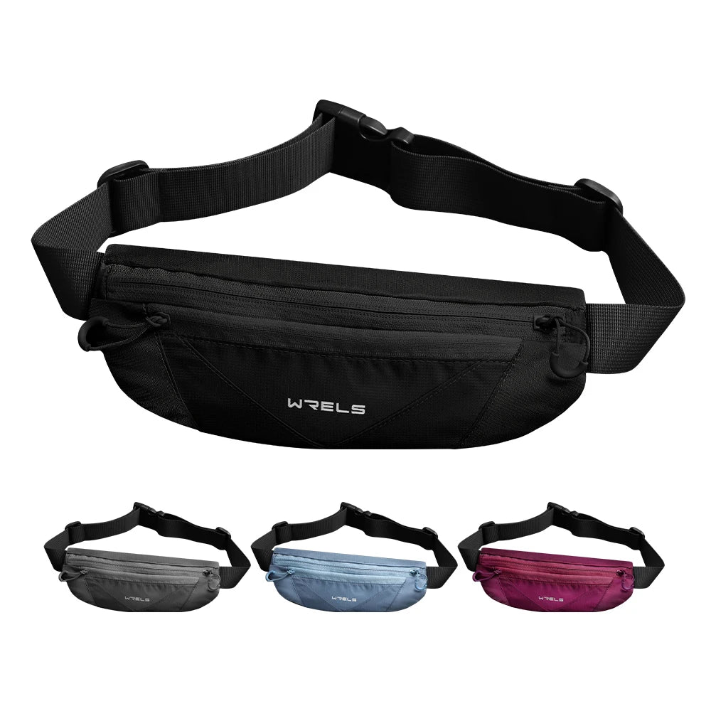 WRELS Outdoor Running Waist Bag Men Women Invisible Elastic Running Belt Hydration Waist Belt Bag Lightweight Sports Fanny Pack