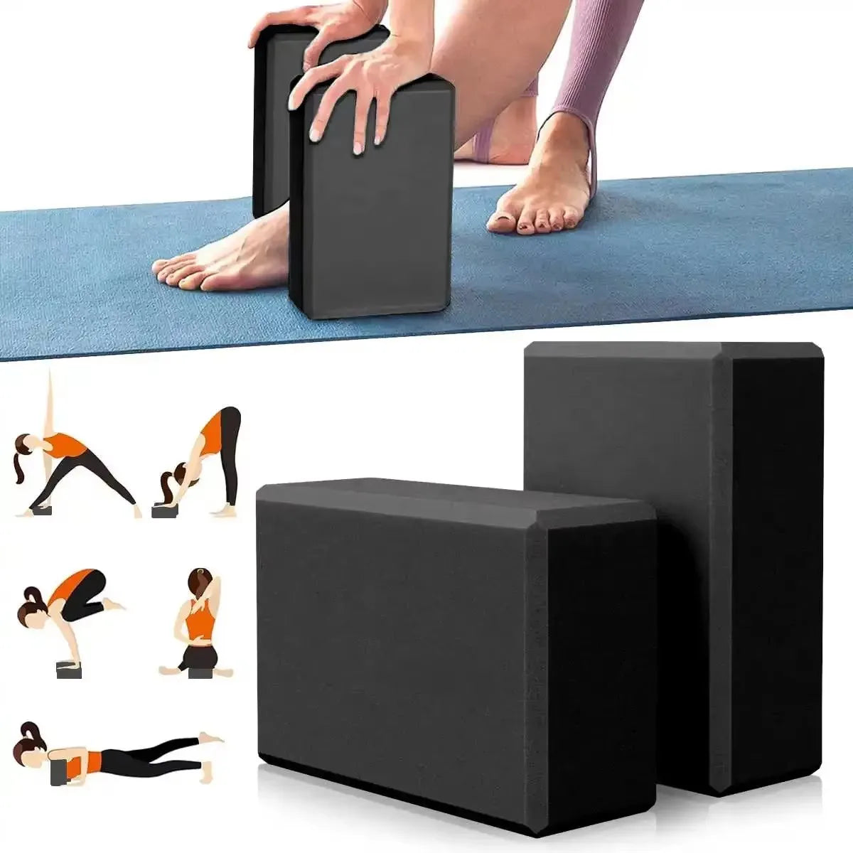 2PCS Gym Foam Brick Training Exercise Fitness Equipment Dance Yoga Auxiliary Tool Stretching Body Shaping EVA Yoga Blocks
