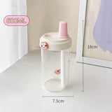 Large Capacity Pearl Milk Tea Glass Cup with Straw, Simple Design Plastic Water Bottle, Casual Style Drinkware for Daily Use