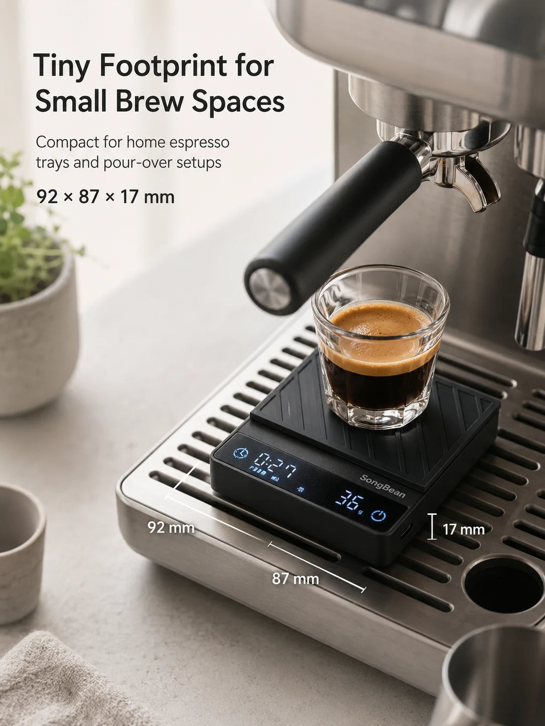 SearchPean/SongBean Tiny2S/Tiny3C Espresso Coffee Kitchen Scale Mini Smart Timer USB 2kg/0.1g Send Pad Man Woman Gift