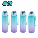 1-8pcs BPA Free Leak Proof Plastic Straw Sports Water Bottle High Quality Tour Hiking Portable  Drink Bottles with Time Marker