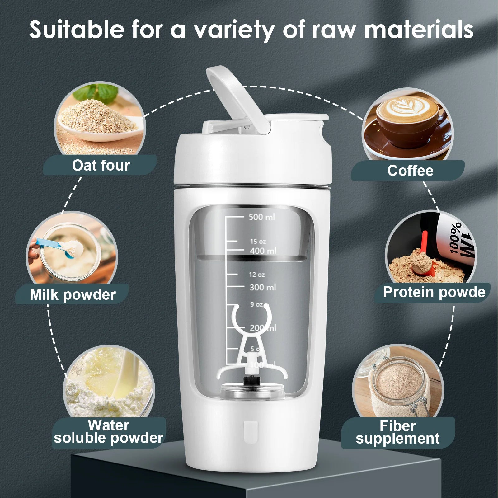 Electric Shake Cup Fully Automatic Mixing Cup Charging Milk Shake Sports Portable Protein Powder Shake Cup，650ml