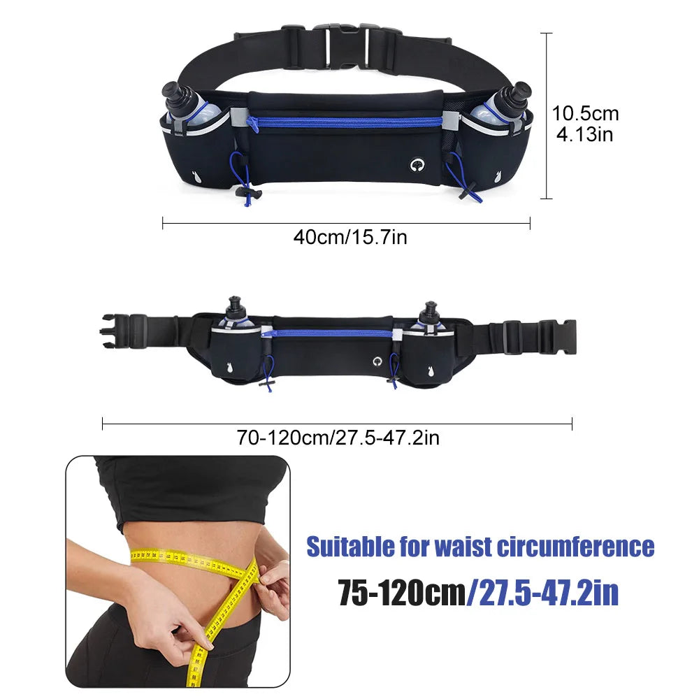 1PCS Multipurpose Running Belt with Integrated Water Bottles, Water Bottle Holder, Running Pouch Belt for Hiking, Climbing