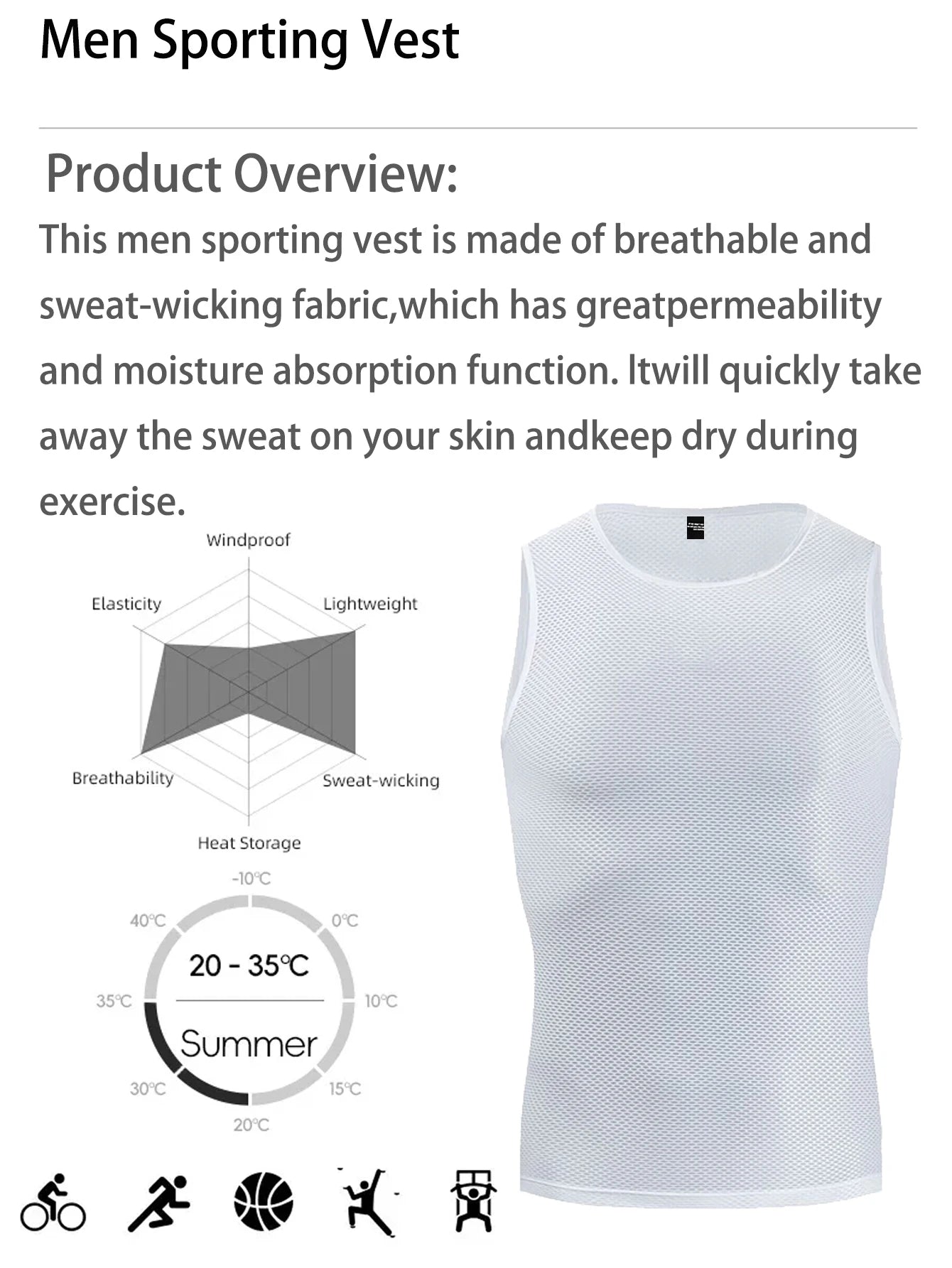 Cycling Base Layer Reflective Underwear White Jersey Sport Vest Men Undershirt Quick Dry Elastici Road Bike