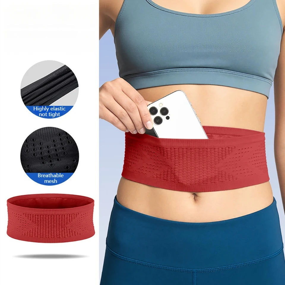 Seamless Invisible Running Waist Belt Bag Gym Bags Lightweight Invisible Mobile Phone Bags Portable Elastic Run Cycling Bag
