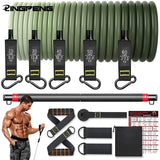 Resistance Band Set Workout Bands Exercise Band 5 Tube Fitness with Door Anchor Handles Legs Ankle Straps and Fitness Stick