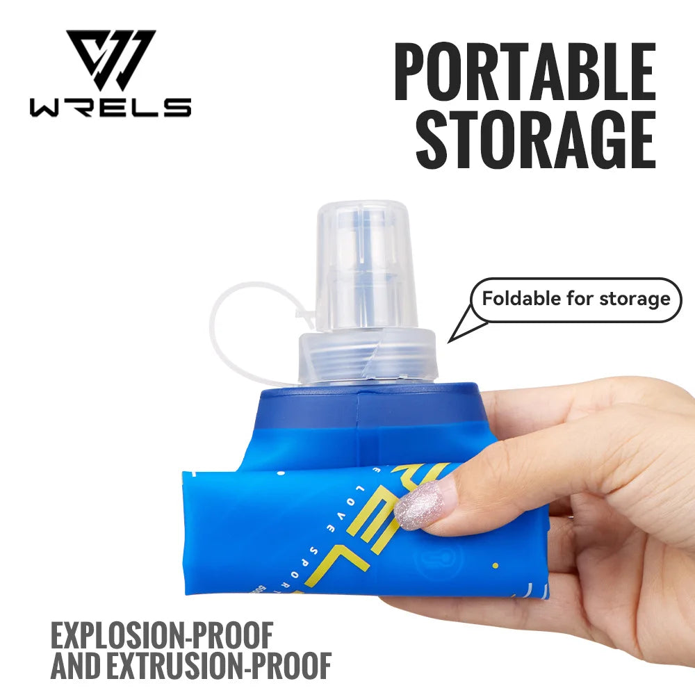 WRELS Soft Folding Water Bottles BPA-Free Collapsible Flask Lightweight Running Water Bottle Sports Water Bag TPU Soft Flask
