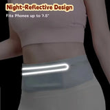 3 Pockets Reflective Running Belt Marathon Waist Bag Ultra Slim Waterproof Light Zero Bounce Safe 7.5" Phone Fit Waists 60-120cm
