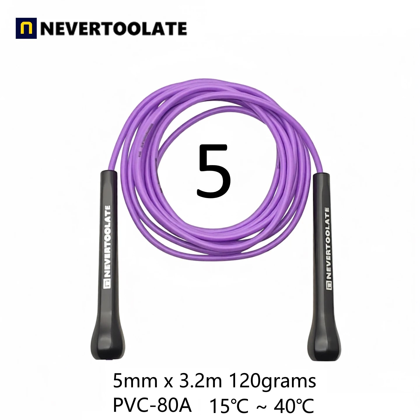 NEVERTOOLATE  EXTRA LONG 3.2 METERS 14cm abs handle boxing speed 5mm Soft PVC Jump skip Rope Tangle Free Skipping Fitness