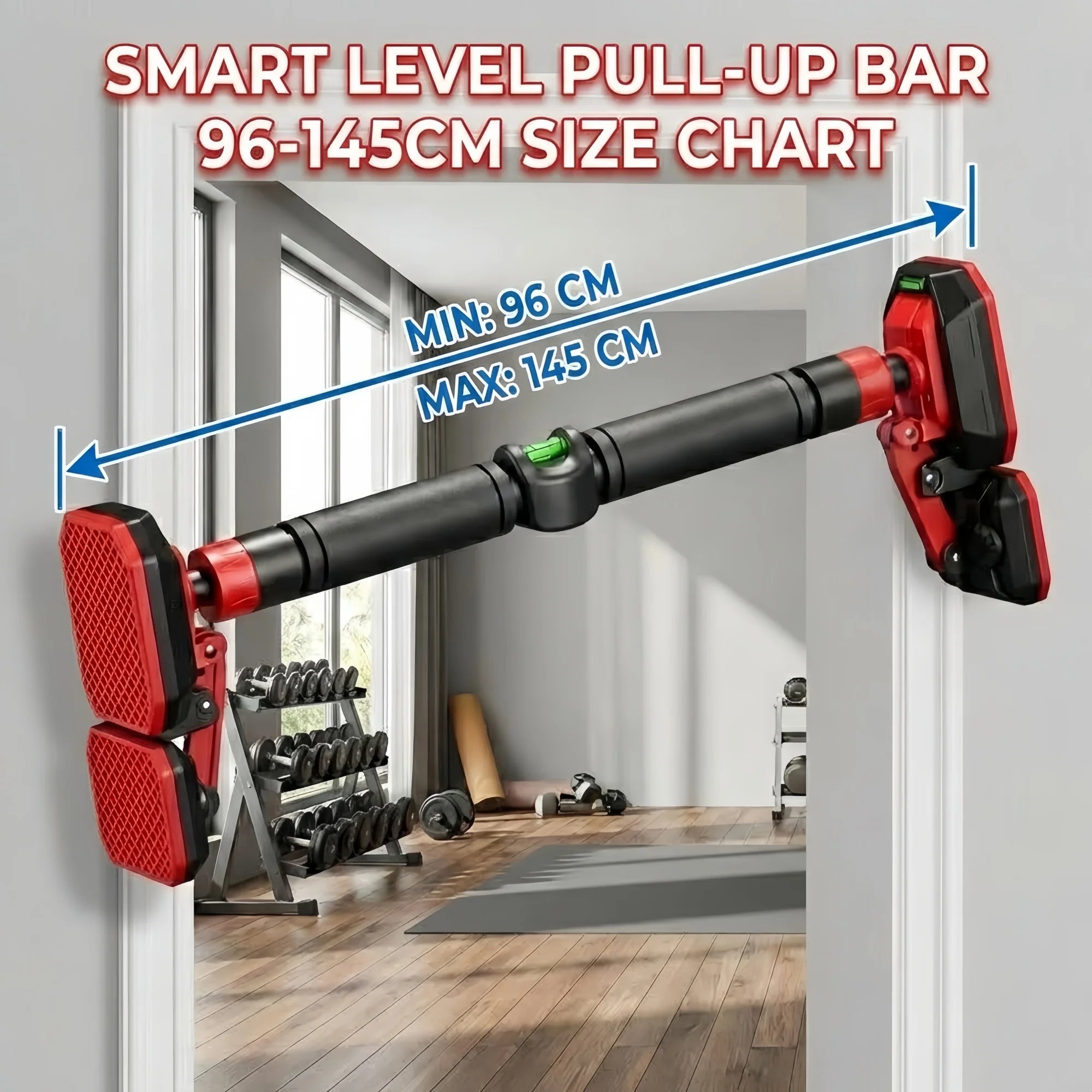 Adjustable Telescopic Door Pull Up Bar, Non-Slip, for Home & Gym Strength Training, Durable Fitness Equipment for Men and Women