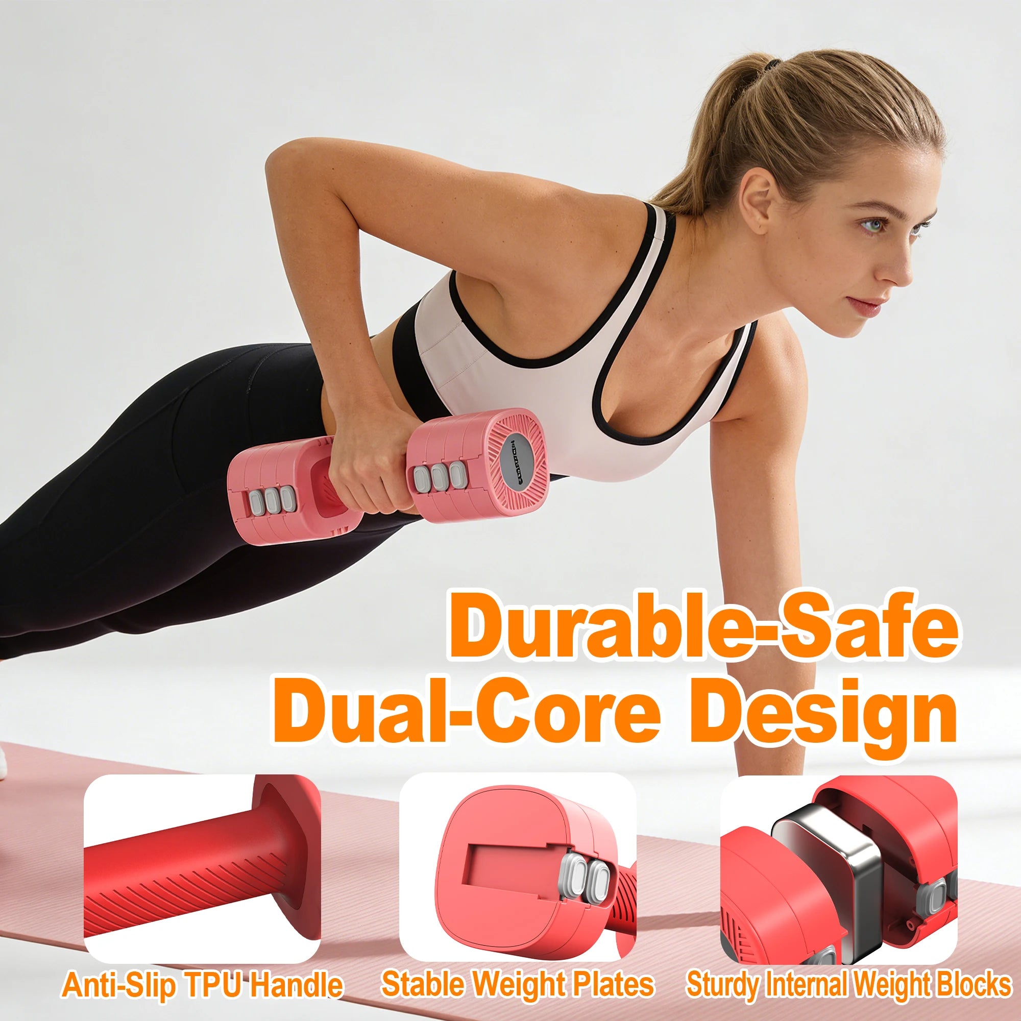 Adjustable Dumbbells Set (1 Pair) 1-2.5kg for Adults & Kids - Retro Red Space-Saving Home Gym Dumbbells for Apartment Dwellers
