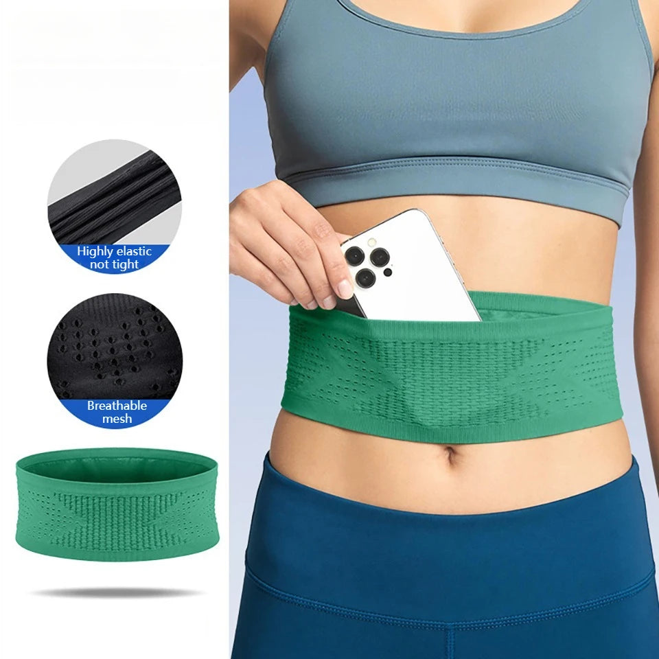 LOOGDEEL Sports Waist Bag Breathable Belt Bag Pocket Seamless Invisible Elastic Multifunction Phone Fitness Running Lightweight