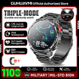 2026 Military Smart Watch Men 1100mAh Big Battery 1.7'' AMOLED Display Bluetooth Call AI Voice Assistant Heart Rate Sleep & SpO2 Monitor Bracelet IP68 Waterproof Compass Flashlight Sports Fitness Tracker Smartwatch