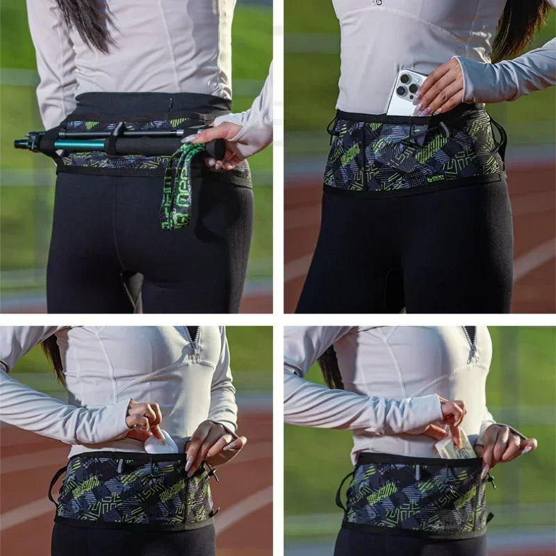 MAP BROTHER Waist Belt Bag Invisible Elastic Running Belt Multi-Function Fanny Pack Waterproof Close-Fitting Marathon Waist Bag