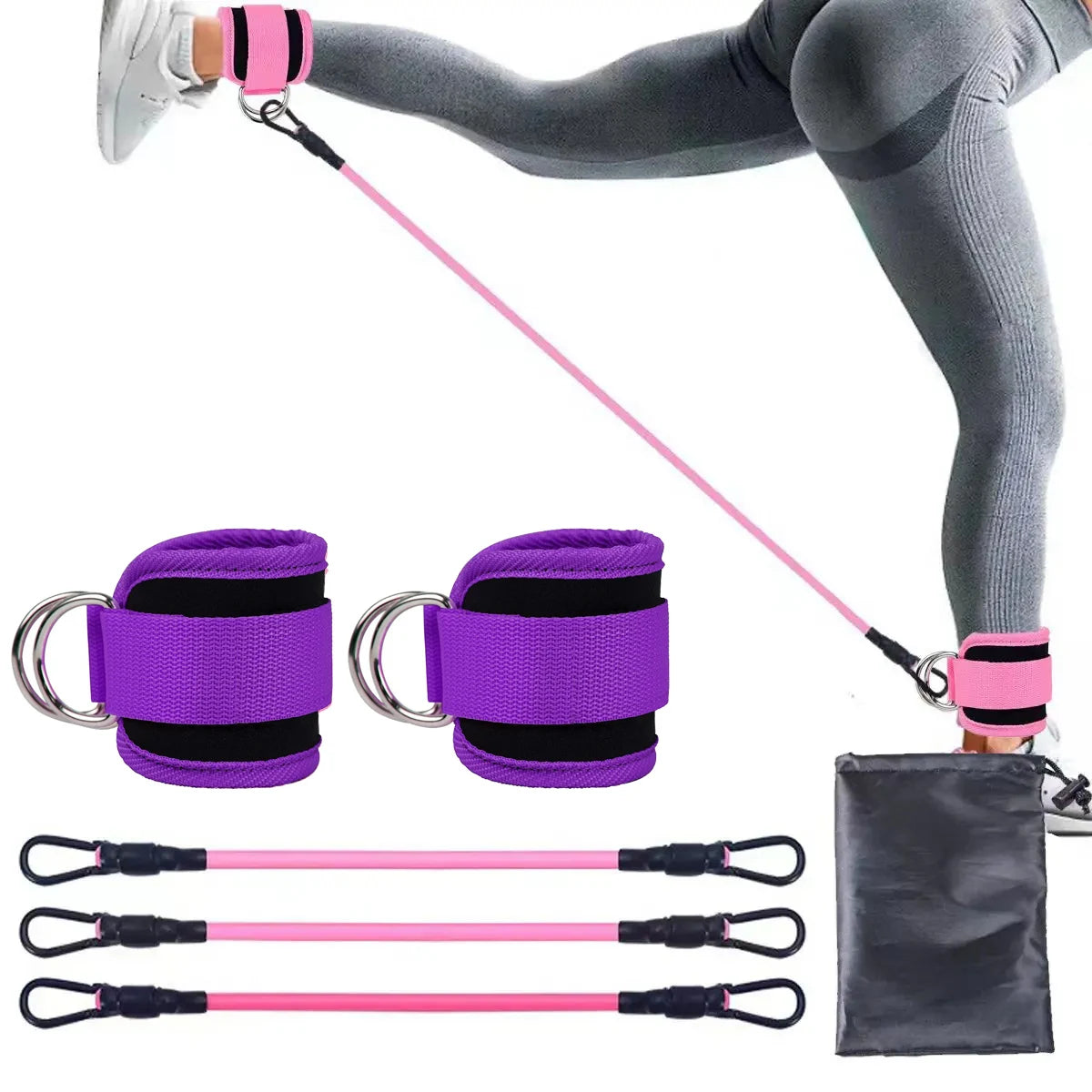 Ankle Straps Resistance Bands Set Fitness Workout Exercise Equipment Ankle Weight Yoga Elastic Fitness Band For Gym Man Woman