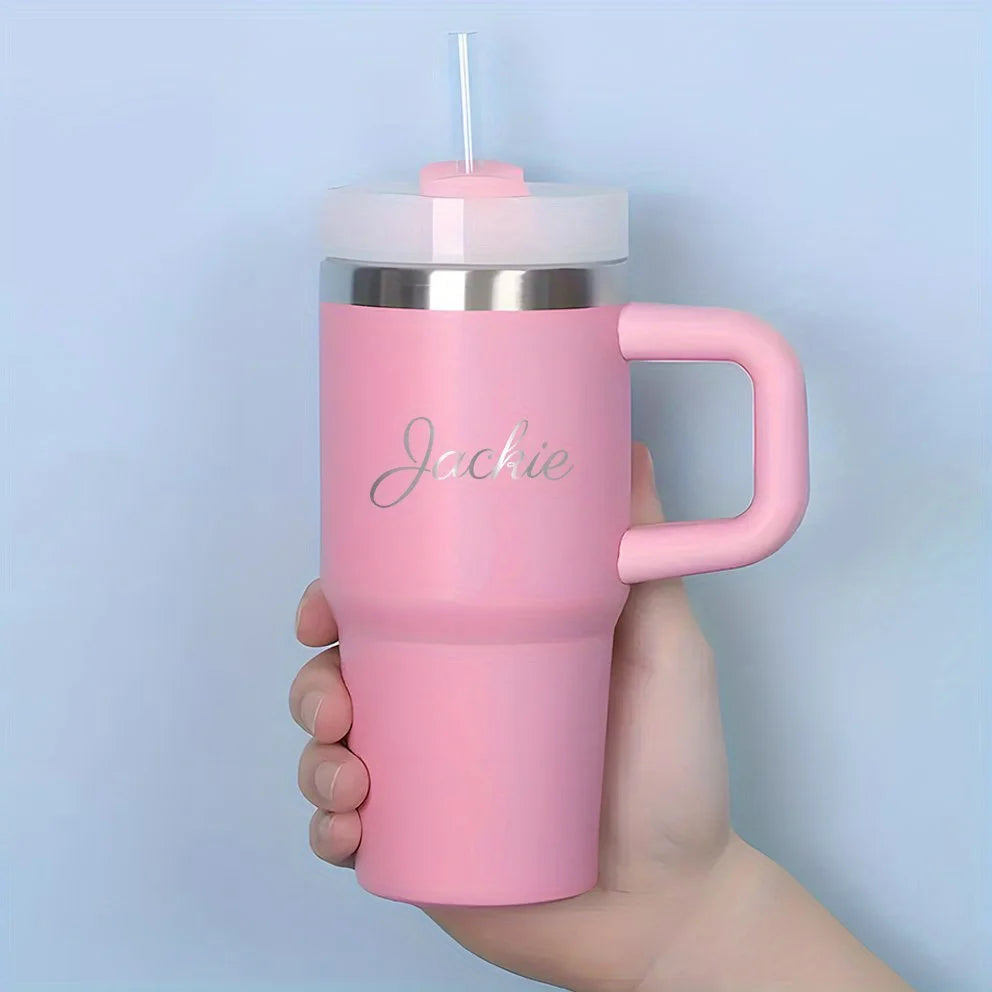 Personalized of Name 14Oz SUS304 Travel Cup Customization Water Bottle with Straw Suitable for Birthday Gifts Sport Water Bottle