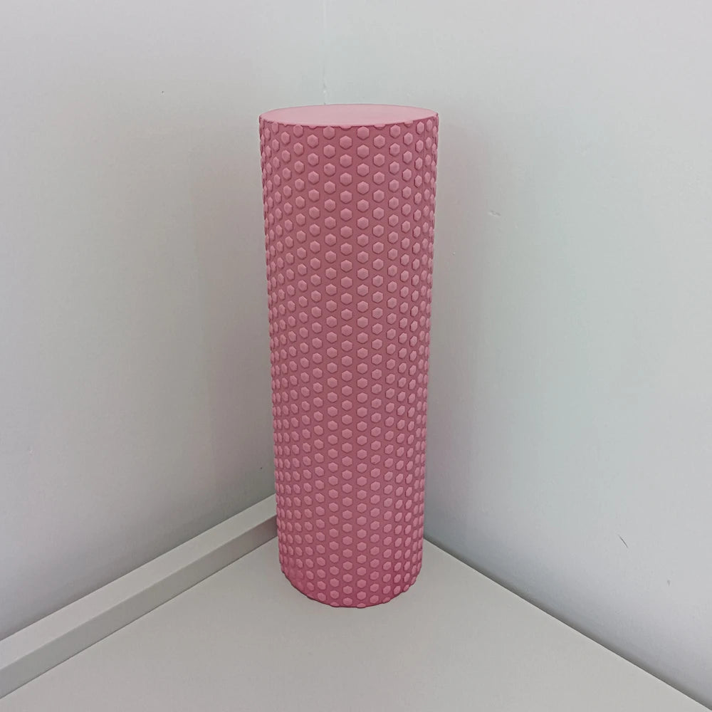Premium Hexagon Pattern Yoga Roller – EVA Foam Massage Stick for Pilates & Home Workouts 29.5cm Length