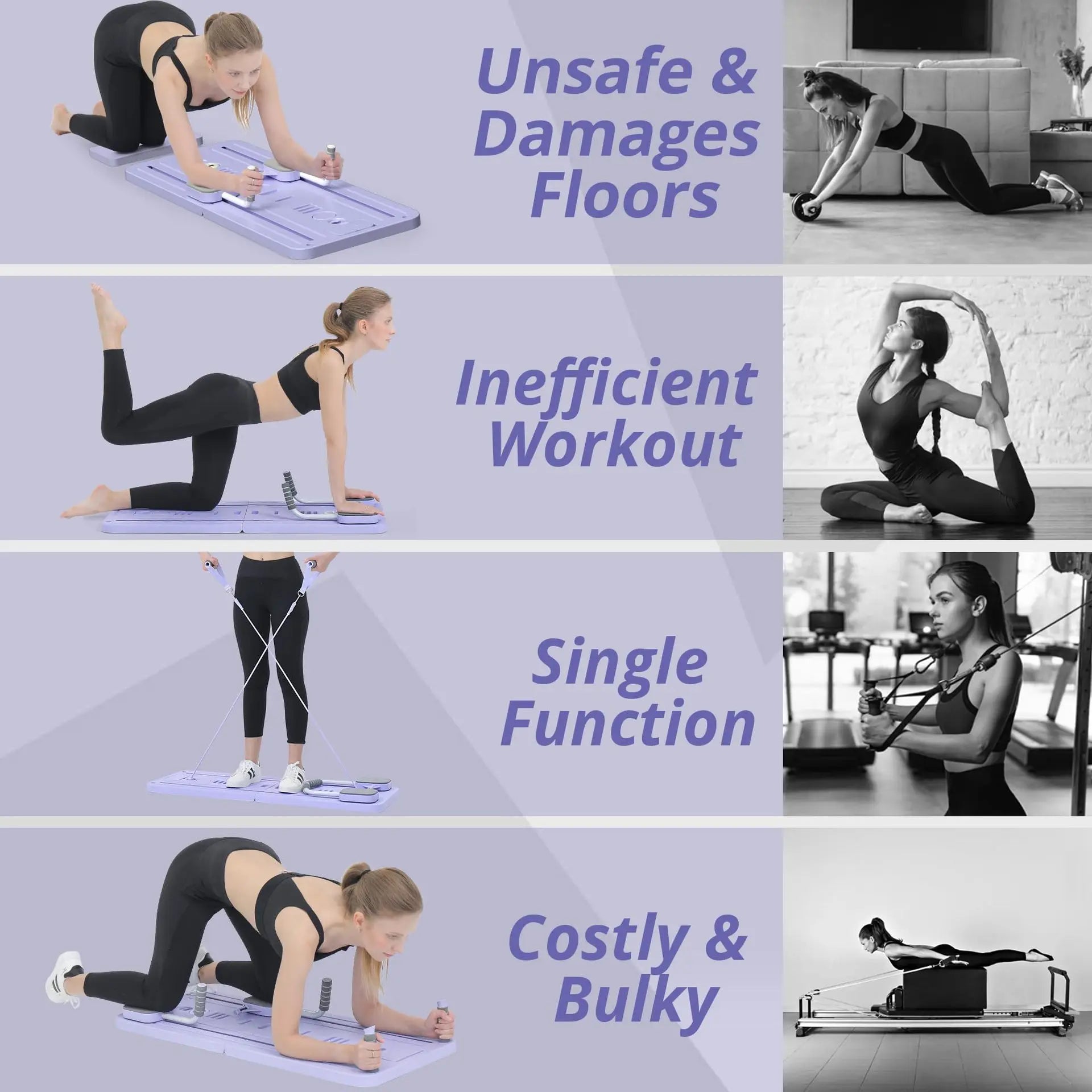 Multi-functional Pilates Board Automatic Rebound Abdominal Exercise Equipment Foldable Fitness Push Up Board with Resistance Bands EVA Elbow Pad Phone Holder for Home Office Full Body Core Workout Max 100kg