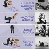 Multi-functional Pilates Board Automatic Rebound Abdominal Exercise Equipment Foldable Fitness Push Up Board with Resistance Bands EVA Elbow Pad Phone Holder for Home Office Full Body Core Workout Max 100kg