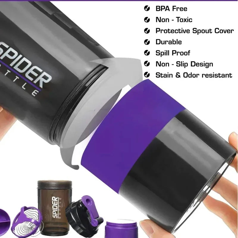 550ml 3 Layer Shaker Bottle Protein Mixing Shake Cup Sports Fitness Water Cup Scaled Plastic Water Bottles with Medicine Box Hot