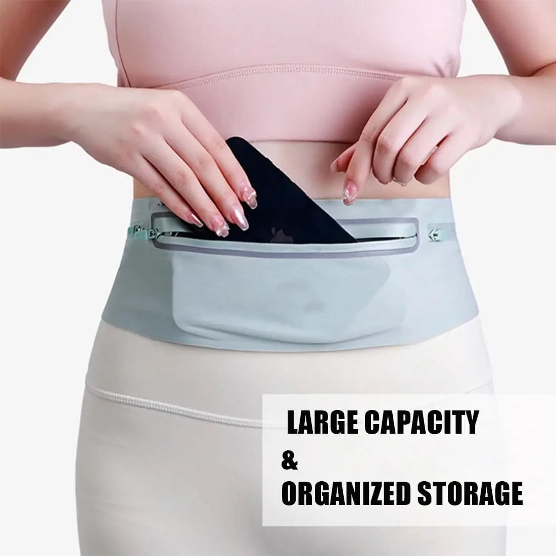 3 Pockets Reflective Running Belt Marathon Waist Bag Ultra Slim Waterproof Light Zero Bounce Safe 7.5" Phone Fit Waists 60-120cm