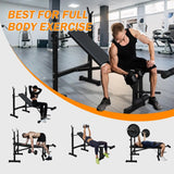 Adjustable Weight Bench Set with Squat Rack/LAT Pulldown/Leg Extension Heavy Duty Home Gym Strength Training Equipment