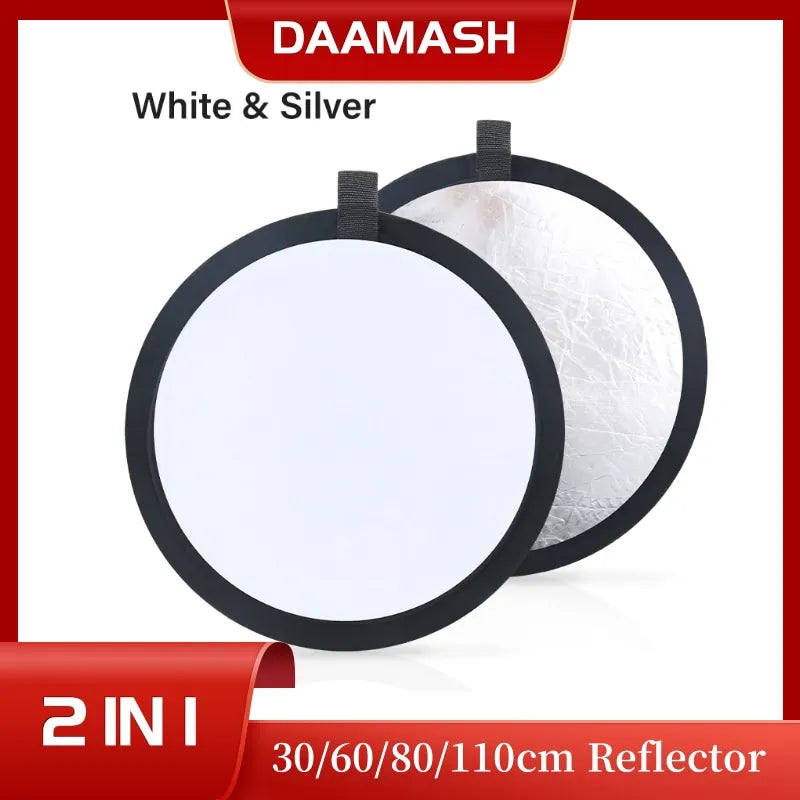 24" Reflector 2in1 30CM 60CM 80CM 110CM Silver White Portable Collapsible Soft Light Round Photography for Studio 2in1
