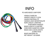 NEVERTOOLATE   128gram PE hard beads freestyle  BEADED JUMP ROPE 4.5mm thick thread core  SKIP SKIPPING  FITNESS  1 INCH