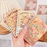 Capybara Panda Mini Journal  A7 Pocket Spiral Notebook with Velcro Closure for Student Portable Pad