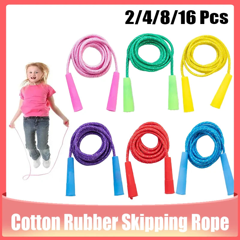 2/4/8/16Pcs Cotton Rubber Skipping Rope For Fitness Elementary School Cloth Braided Rope Fitness Student School Exercise
