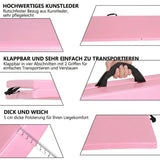 Exercise Mat Foldable Gym Mat with Handles for Yoga, Mma, Fitness, Pilates, Synthetic Cover, 180 X 60 X 5 Cm, Pink