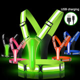 LED Running Vest USB Rechargeable Reflective Cycling Security Vest High Visibility Night Running Riding Clothing for Kids Adults