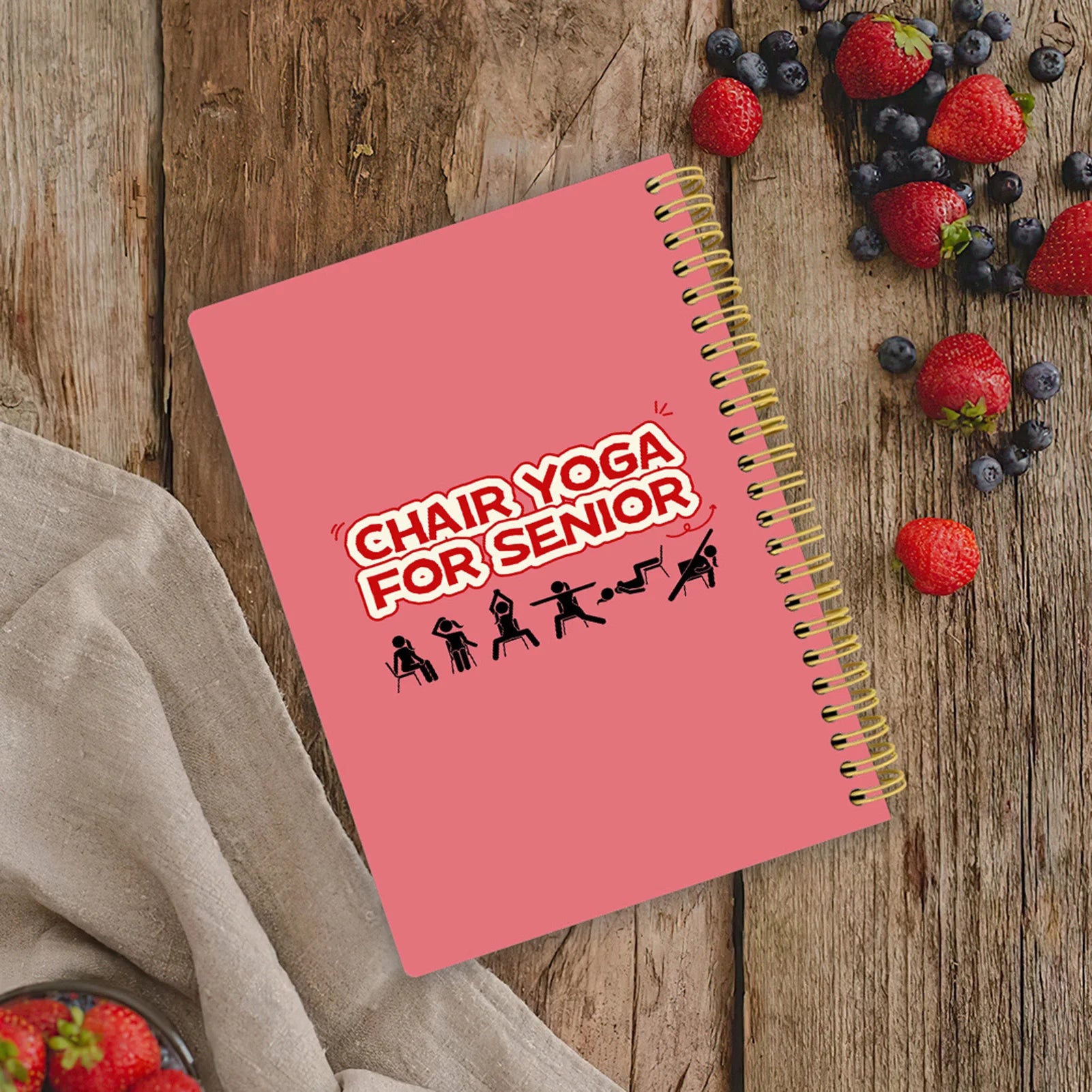 Yoga Notebook For Elderly Chair Design Paper Spiral Binding Portable For Yoga Classes Daily Notes Health Tracking Journals