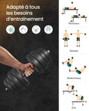 2-in-1 Weight Training Dumbbell Set, 2 x 15 kg, Adjustable Weight, with Additional Steel Extension Bar, Ink Black