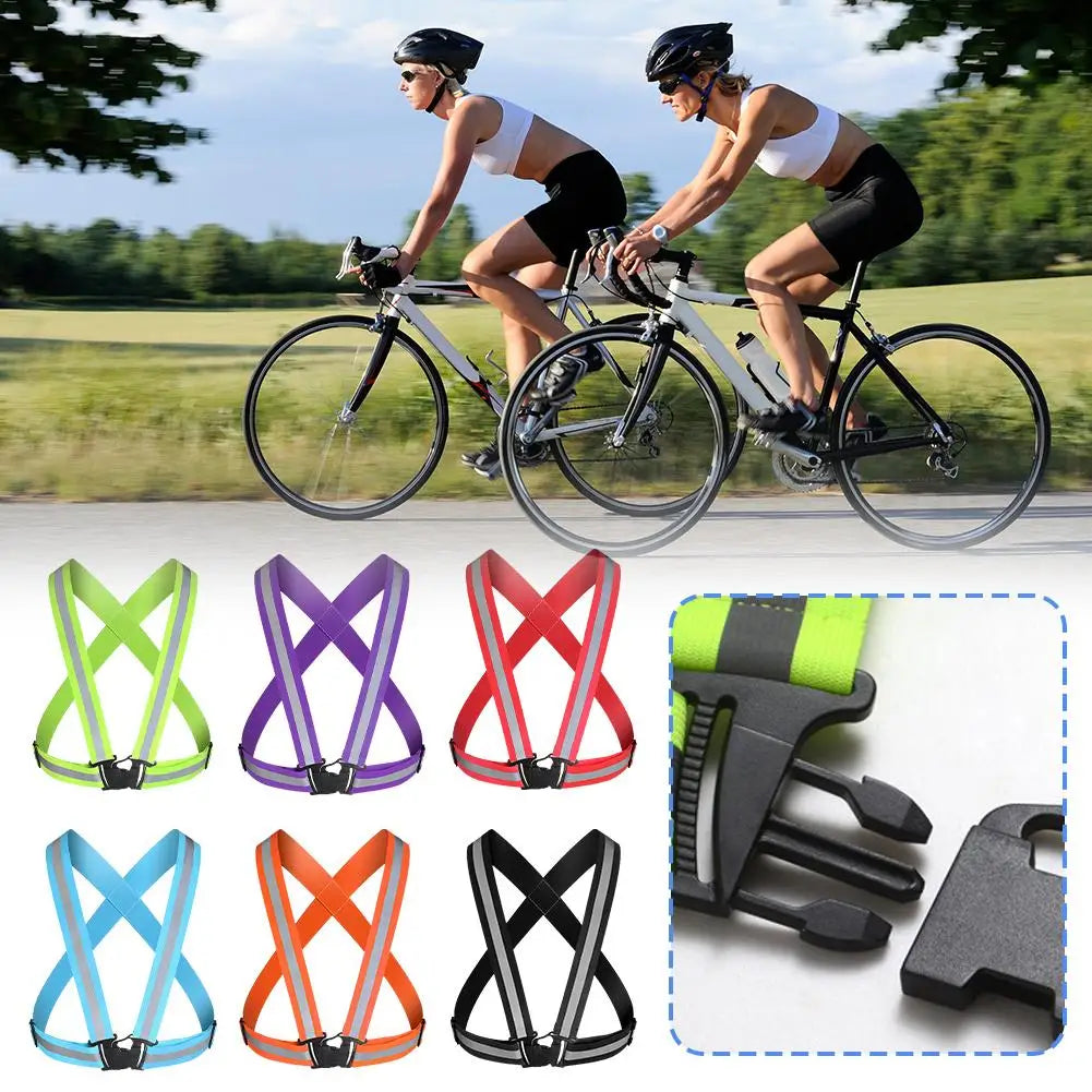 Cycling Reflective Strip Safety Vest Adjustable Highly Elastic Electric Scooter Reflective Vest For Running Jogging Fishing