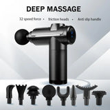 Portable Black Percussion Gun, Deep Muscle Relaxation Electric Massage Gun, Deep Tissue Muscle Relief Massager, 8 Massage Heads