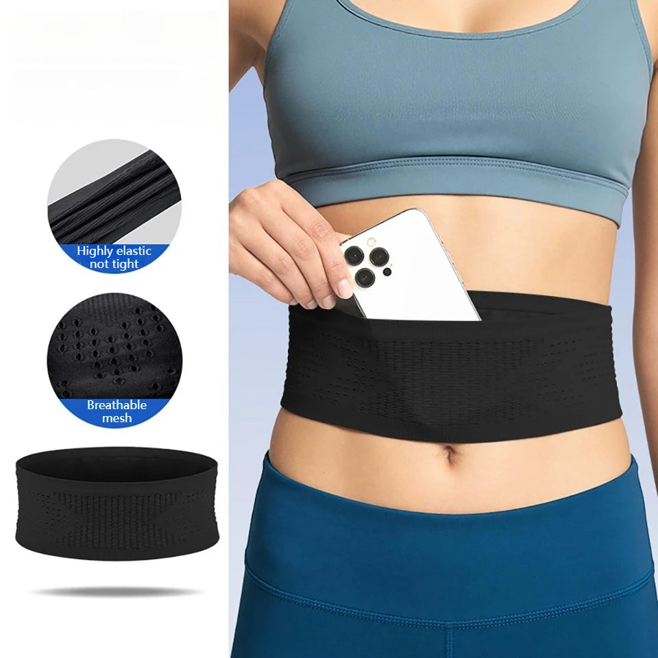 LOOGDEEL Sports Waist Bag Breathable Belt Bag Pocket Seamless Invisible Elastic Multifunction Phone Fitness Running Lightweight
