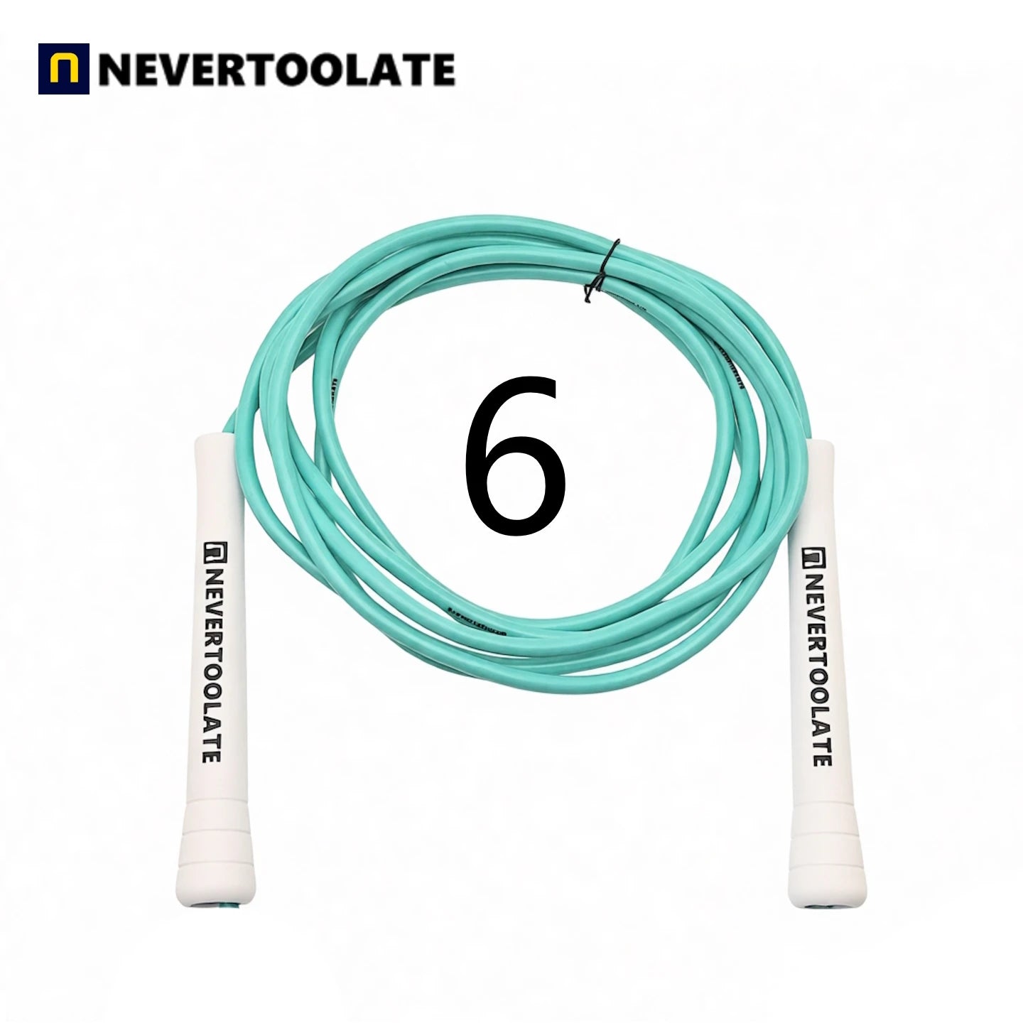 JR100-6  6 mm diameter PVC  WITH THREAD CORE skip rope 3.2 meters in between 15.5cm middle-long handle NEVERTOOLATE GOOD QUALITY