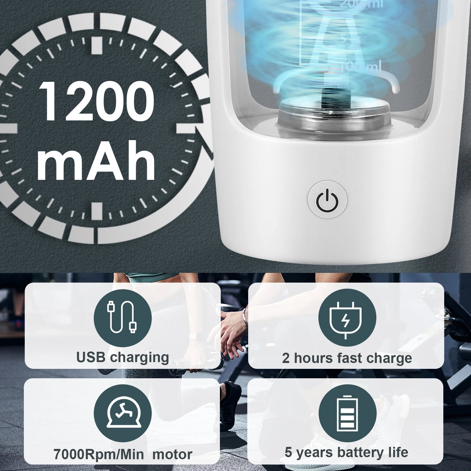 Electric Shake Cup Fully Automatic Mixing Cup Charging Milk Shake Sports Portable Protein Powder Shake Cup，650ml