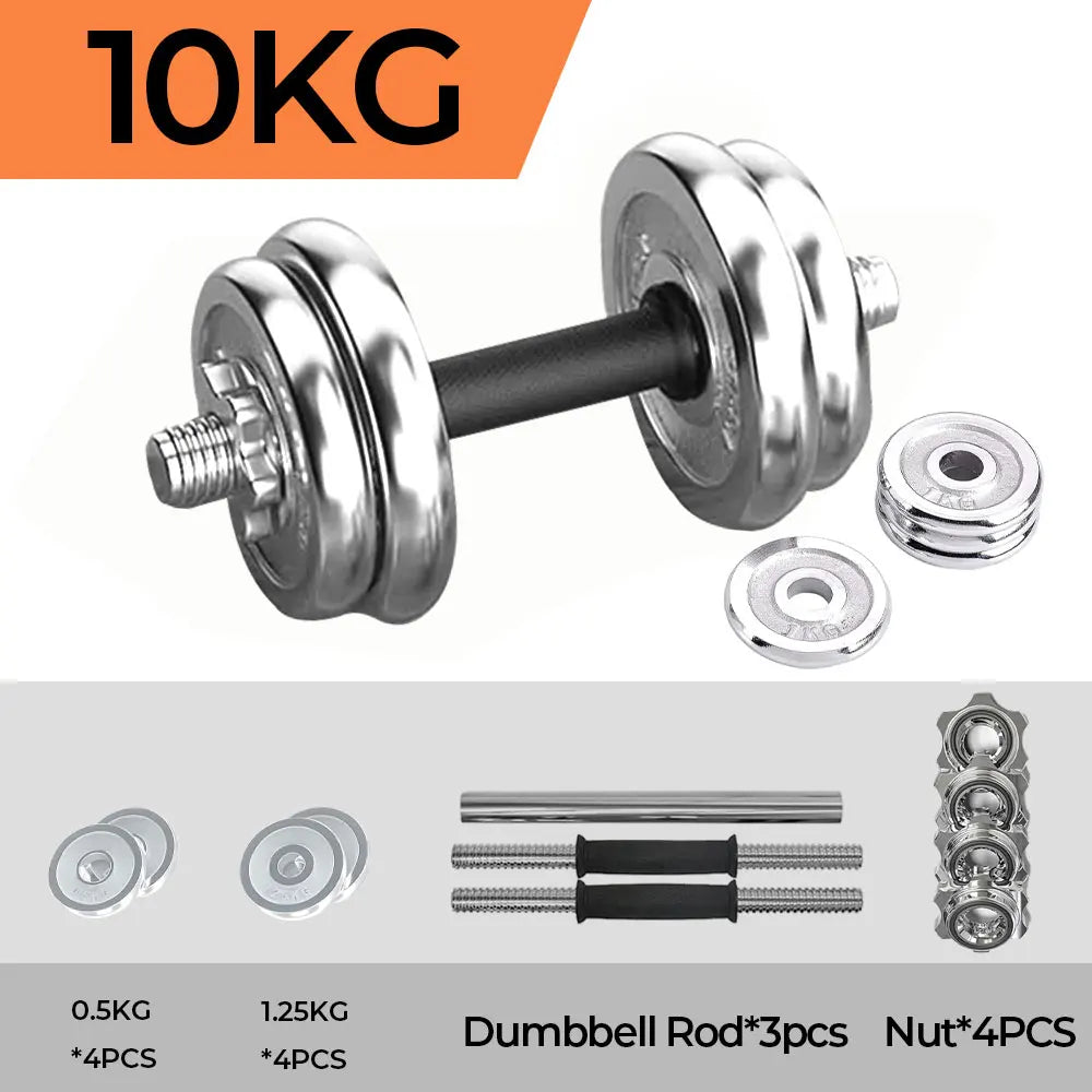 10/20 kg adjustable dumbbell set, chrome-plated dumbbells, ideal for fitness enthusiasts for strength training