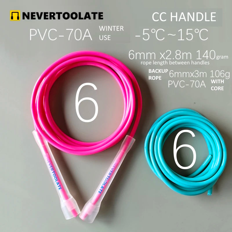 NEVERTOOLATE TPU PVC 10.5FT 3.2m x 5mm PVC  speed double under skip rope jump tricks fitness crossfit CROSSFIT LONG