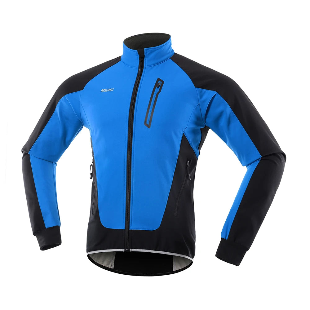 ARSUXEO Men's Winter Warm Cycling Jacket Windproof Thermal Fleece Breathable Waterproof Reflective Breathable MTB Clothing 20B