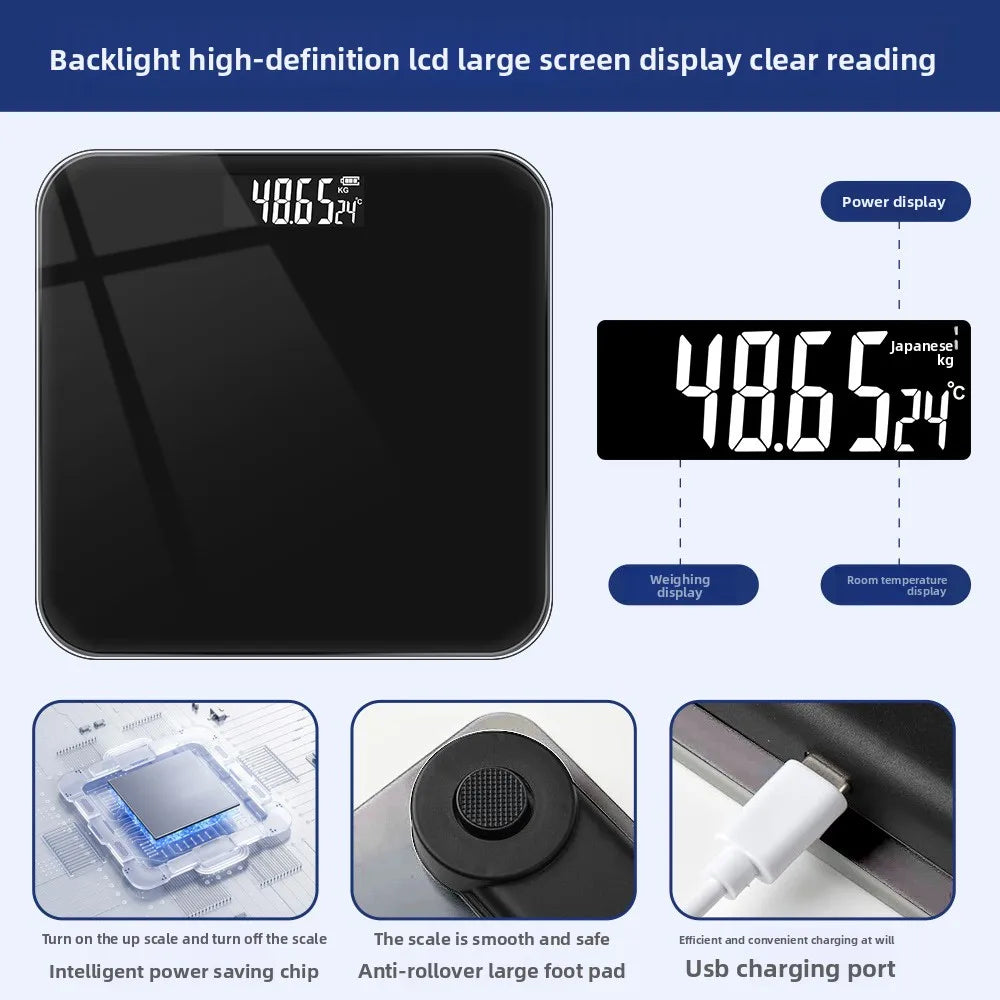 Bluetooth Smart Weight Scale - Precise Intelligent Digital Wireless Weight Scale. USB Rechargeable Smart Bathroom Scale Forhands