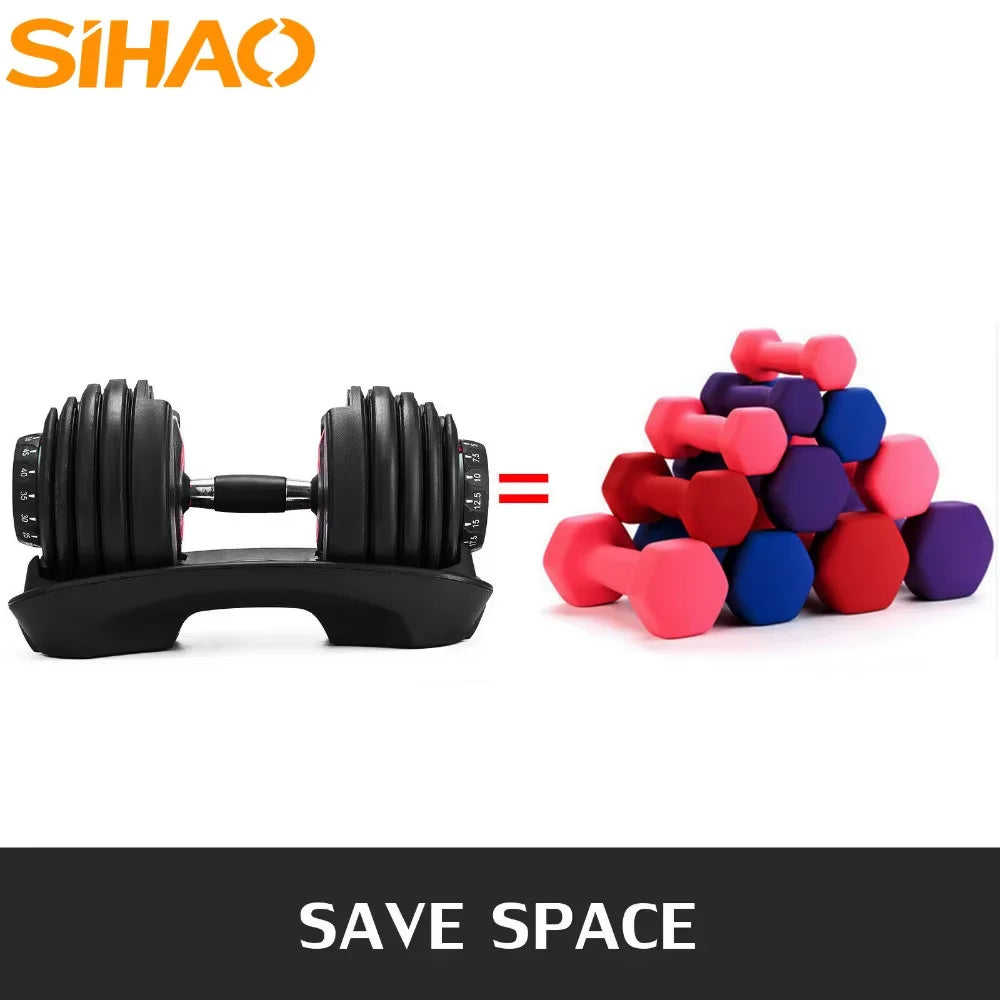 SIHAO Quick Adjust Fitness Dumbbell, 24/40KG (52.5/90LBS) Dual Weight Options, Labor-saving Quick-change Design, Heavy-duty Gym Gear for Arm Muscle Building, Home Workout and Professional Fitness Training