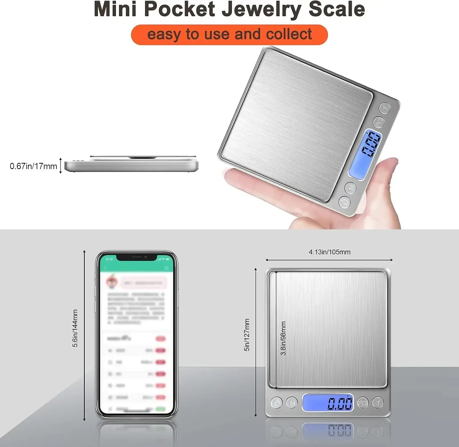 USB LCD Digital Jewelry 0.01g Mini Scale Smart Precision Electronic Pocket Portable Kitchen Food Scale Gram Weight Balance Scale