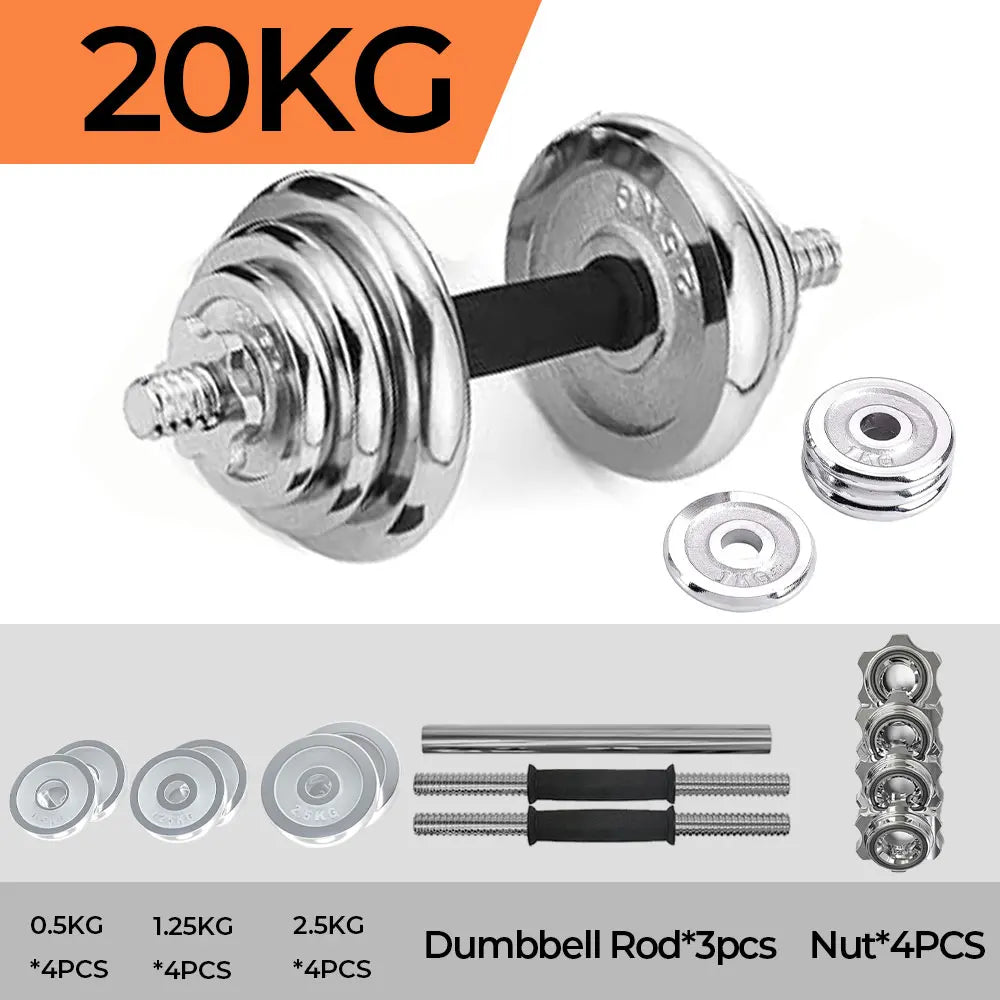 10/20 kg adjustable dumbbell set, chrome-plated dumbbells, ideal for fitness enthusiasts for strength training